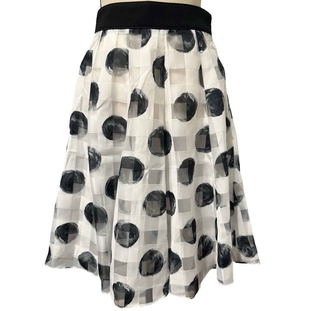JJ JIGOTT Black & White Polka Dot A-Line Full Skirt Size S